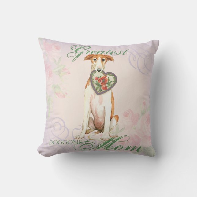 Coussin Borzoi Heart Maman (Recto)