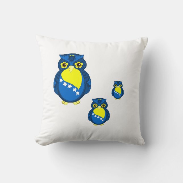 Coussin bosnien de hibou de drapeau (Recto)
