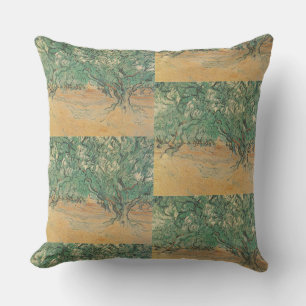 Coussin Bosquet d'oliviers de Van Gogh - Art naturel vert