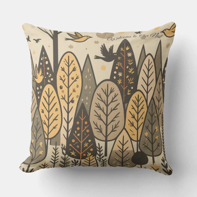 Coussin Bosquet du silence automnal  (Recto)