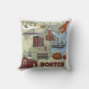 Coussin Boston Map Illustration créative Jeu d'oreiller