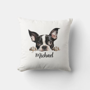 Coussin Boston Terrier Peeking Chiens Sublimation Bund