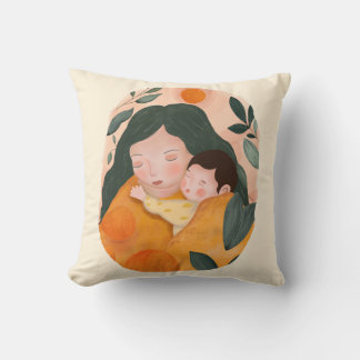 Coussin Botanical Motherhood Decorative Pillow for Moms