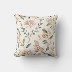 Coussin Botanique Aquarelle Fleur Sauvage Douce Sage Neutr