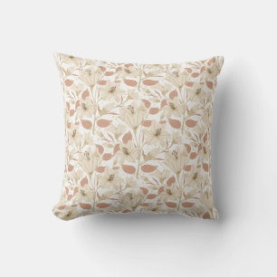 Coussin Botanique Blanc Beige Lily Floral