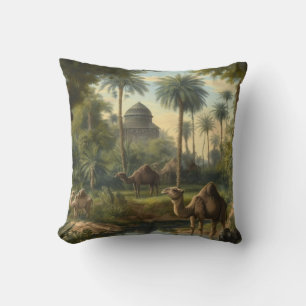 Coussin Botanique : dromadaires dans la jungle près d'une