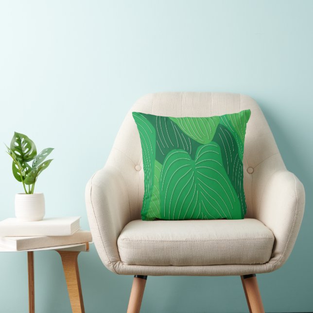 Coussin Botanique Feuilles Vertes (Chaise)