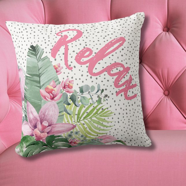 Coussin Botanique Floral Tropical (Floral Watercolor Tropical Throw Pillow)