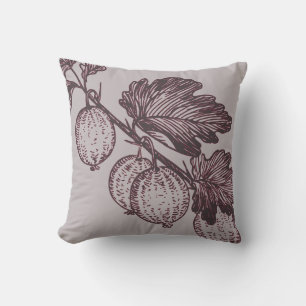 Coussin Botanique grise et bourguignonne Gooseberries