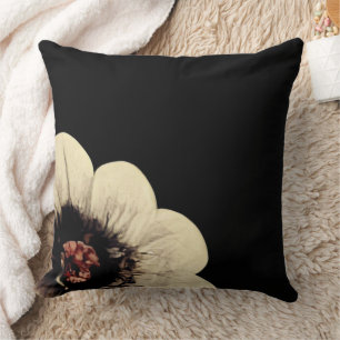 Coussin Botanique réversible de fleurs noires