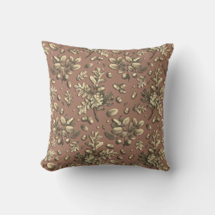 Coussin Botanique Vintage chêne Brown Feuille Acorns