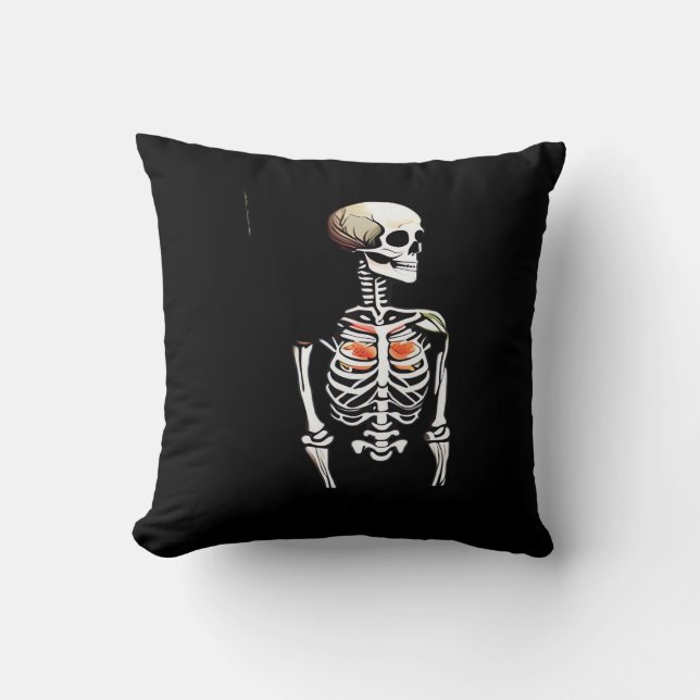Coussin Botanique - Whimsigoth Squelette Vintage Avec Colo (Recto)