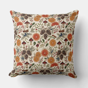 Coussin Botaniques de Noël vintage