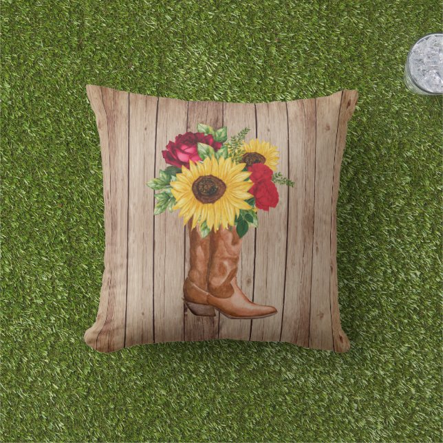 Coussin Botte de chaise en bois rustique tournesol Roses r (Herbe)