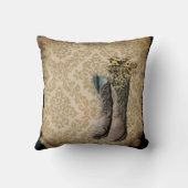 Coussin Bottes de cowboy de pays occidental de fleur (Verso)