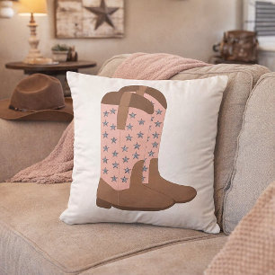 Coussin Bottes de cowboy en faux paillettes roses Cowgirl