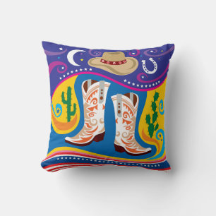 Coussin Bottes de cowboy et étoiles du désert