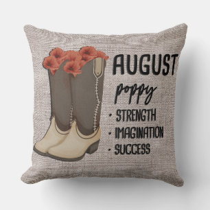 Coussin Bottes florales Mois de naissance Fleur/Août Poppy