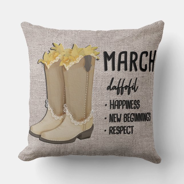Coussin Bottes florales Mois de naissance Fleur / Mars Daf (Recto)