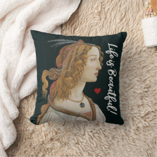 Coussin Botticelli Nymph Portrait Peinture Art
