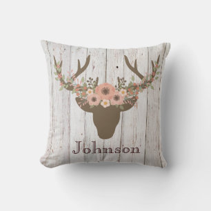 Coussin Bouchon Rustique Floral De Cerf Sur Bois
