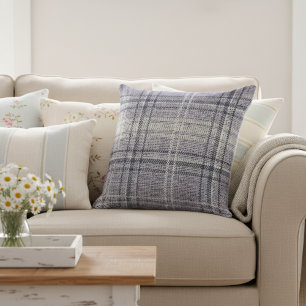 Coussin Boucle Rustique moderne Plaid Blue