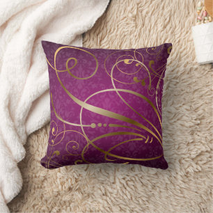 Coussin Boucles d'or Magenta Damask