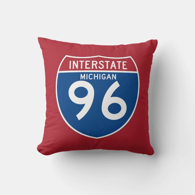 Coussin Bouclier d'autoroute nationale du Michigan MI I-96 (Recto)