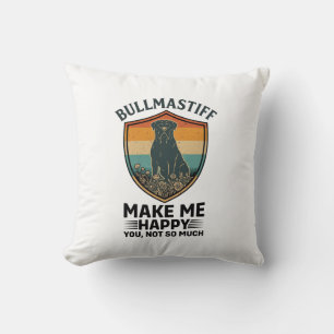 Coussin Bouclier de chien Bullmastiff Make Me Happy Rétro 