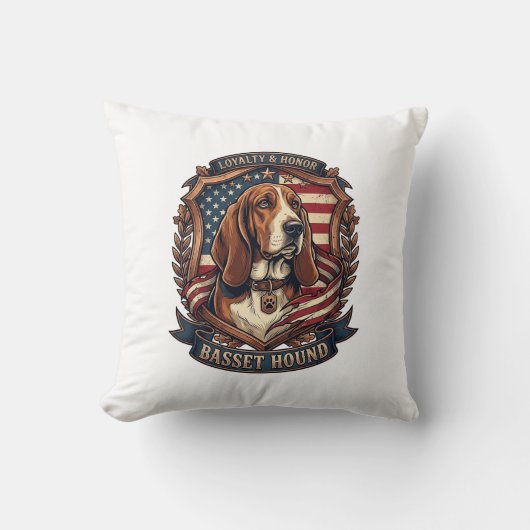 Coussin Bouclier de drapeau américain de chien de loyauté (Recto)