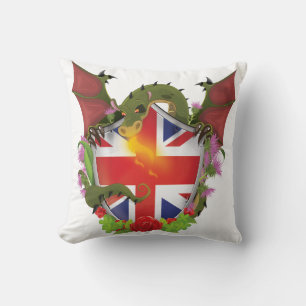 Coussin Bouclier et dragon de l'Union Jack britannique