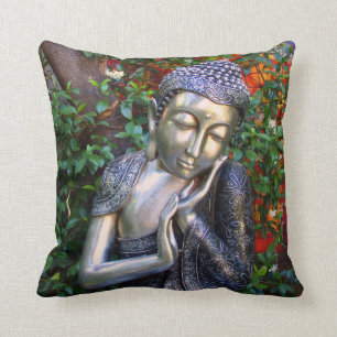 Coussin Bouddha argenté