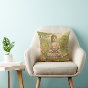 Coussin Bouddha dans un jardin