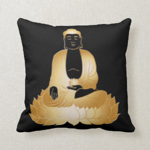 Coussin Bouddha d'or et fleurs de Lotus