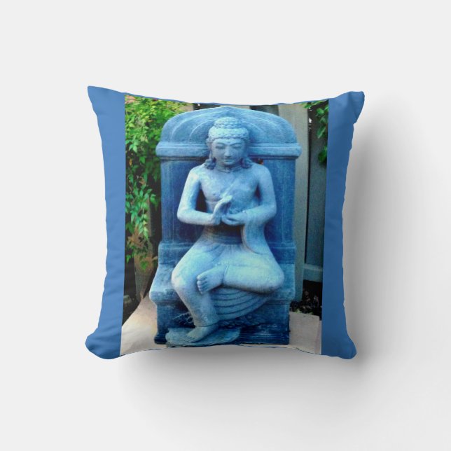 Coussin Bouddha du jardin bleu (Recto)