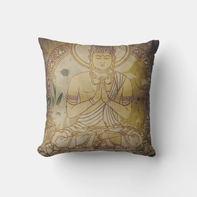 Coussin Bouddha grunge vintage (Recto)