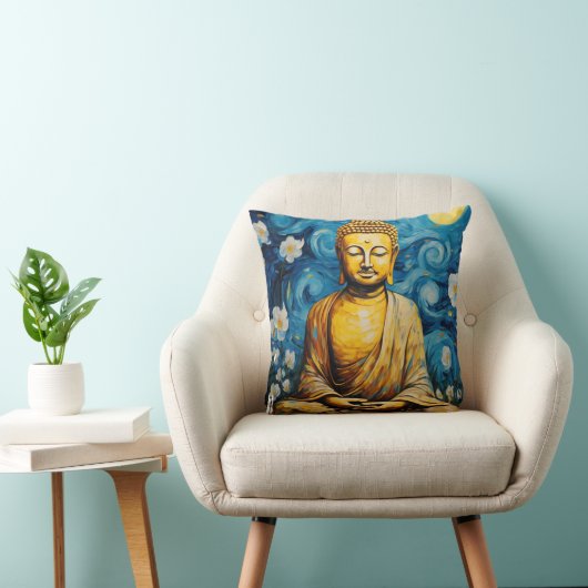 Coussin Bouddha peinture moderne coloré (Chaise)