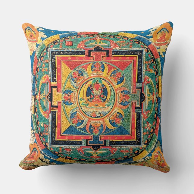 Coussin bouddhiste tibétain de mandala (Recto)