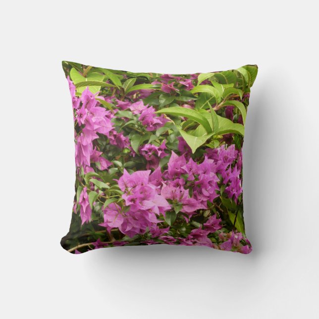 Coussin Bougainvillées tropicales violettes (Recto)