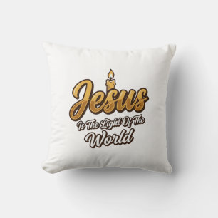 Coussin Bougie Jésus Lumière du Monde Chrétien Vecteur_1