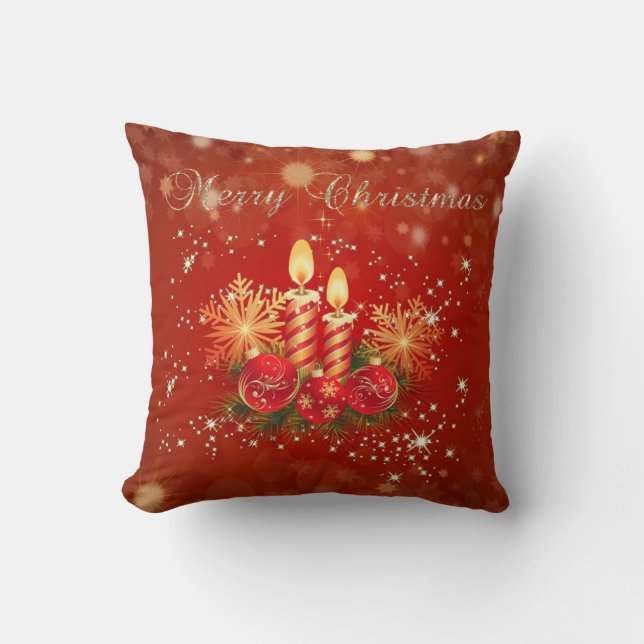 Coussin Bougies de Noël, Boules, Snowflakes (Recto)