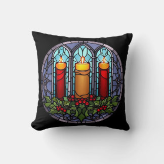 Coussin Bougies de Noël en verre tendu