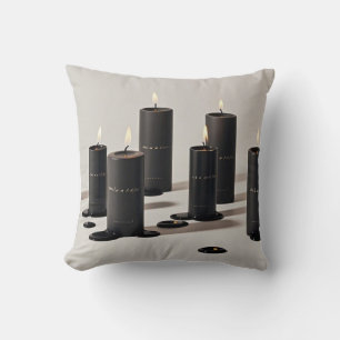 Coussin Bougies minimalistes en ligne noire avec de minusc