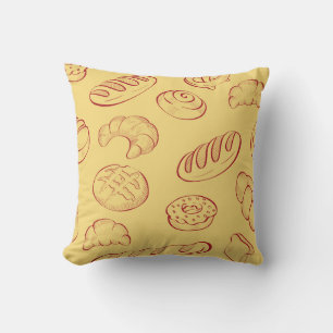 Coussin Boulangerie, croissant, nourriture vintage sans co