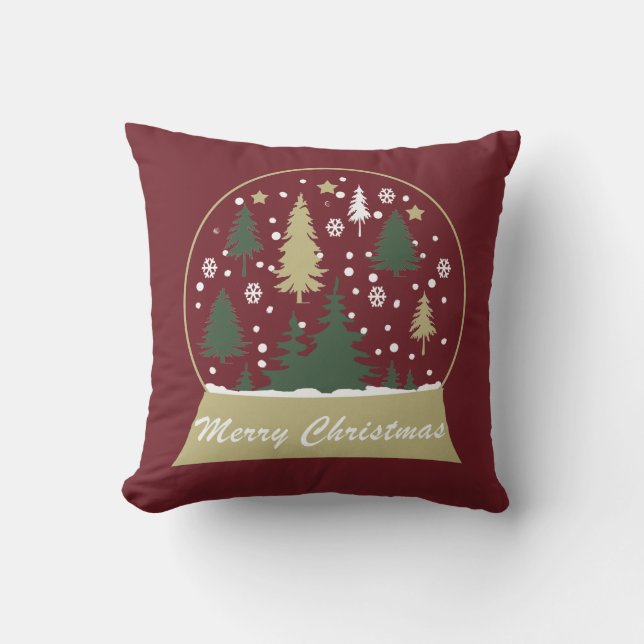 Coussin Boule à neige de Noël moderne décorée (Recto)