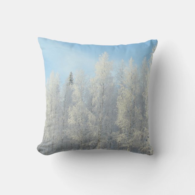 Coussin Boule blanche et bleu neige Joyeux Noël (Recto)
