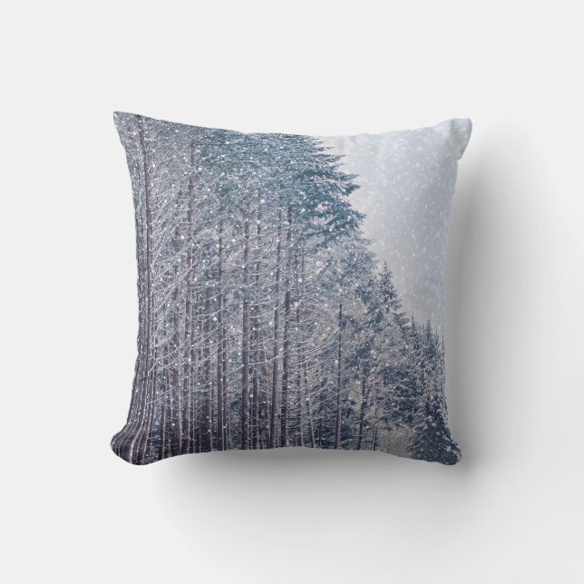Coussin Boule blanche et bleu neige Joyeux Noël (Recto)