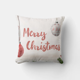 Coussin Boule blanche et bleu neige Joyeux Noël