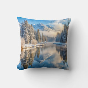 Coussin Boule blanche et bleu neige Joyeux Noël