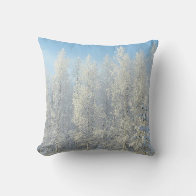 Coussin Boule blanche et bleu neige Joyeux Noël (Recto)